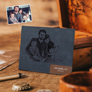 Men's Custom Blue Short Photo Wallet For Father's Day Gifts