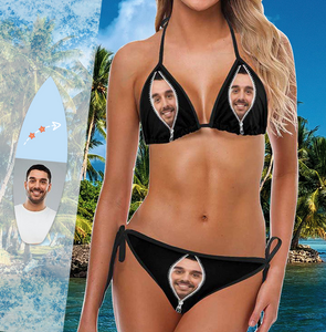 Custom Face Bikini Women's Sexy Photo Segmented Swimsuit Women's Gifts - Zipper