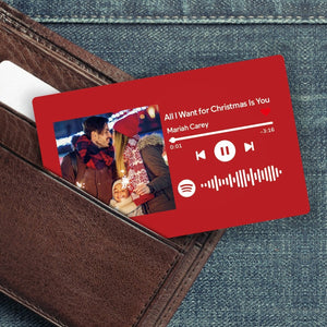Custom Spotify Music Code Gifts Wallet Card Personalized Message Card Red