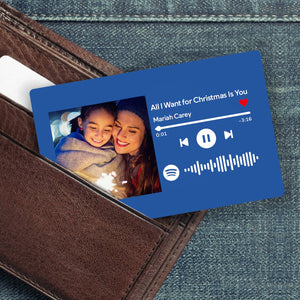 Custom Spotify Music Code Gifts Wallet Card Personalized Message Card Blue