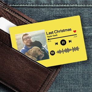 Custom Spotify Music Code Gifts Wallet Card Personalized Message Card Yellow