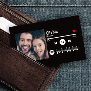Custom Spotify Music Code Gifts Wallet Card Personalized Message Card Black