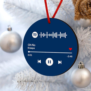 Engraved Custom Scannable Spotify Code Gifts Hanging Ornament Personalized Music Song Ornaments Blue