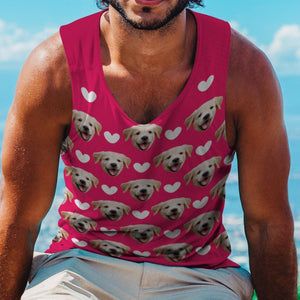 Custom Face Tank Top Photo Gym Tank Shirt Gifts For Women - Lovely Heart Dog