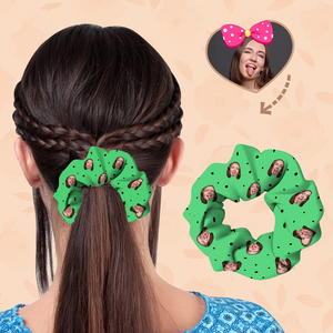 (3pcs)Custom Face On Hair Scrunchie Personalized Ponytail Holders Tiaras - Point - Light Green