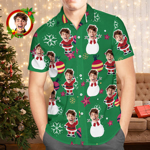 Custom Face Hawaiian Shirt Christmas Ball Men's Christmas Shirts - My Face Gifts