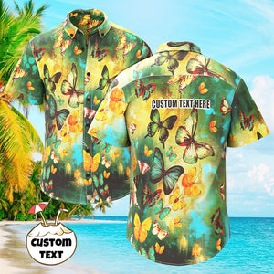 Custom Men Hawaiian Shirts with Text Personalized Butterfly Hawaiian Shirts For Men