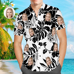 Custom Face Hawaiian Shirt Summer Personalized Shirt with Your Photo Big Hibiscus - faceboxerUK