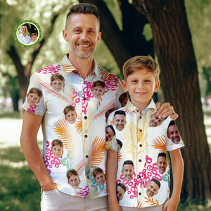 Custom Face Hawaiian Style Pineapples Shirt Family Matching