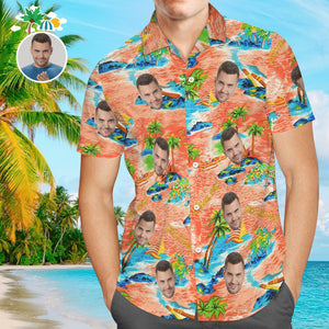 Custom Face Hawaiian Shirt King Kameha Personalized Button Up Shirt with Your Photo