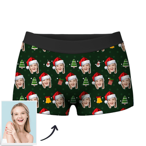 Custom Face On Boxer Shorts Men's Gifts Photo Boxer Briefs - Christmas