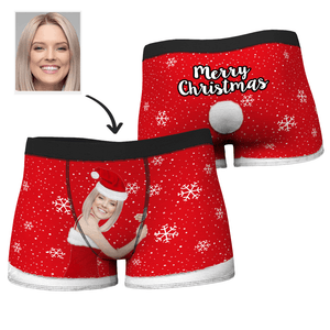 Custom Face On Boxer Shorts Men's Gifts Photo Boxer Briefs - Christmas Girl