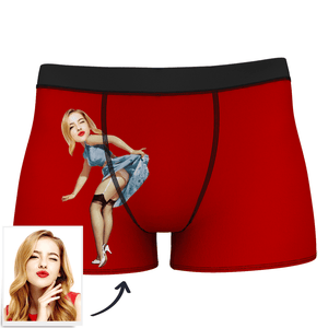 Custom Face On Boxer Shorts Men's Gifts Photo Boxer Briefs - Pick up skirt