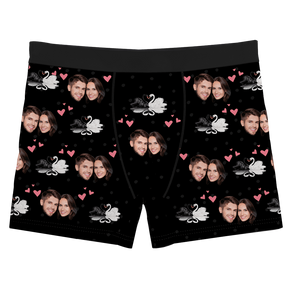 Custom Face On Boxer Shorts Men's Gifts Photo Boxer Briefs - Swan