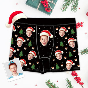 Men's ChristmascGift Boxers Face with Christmas Hat