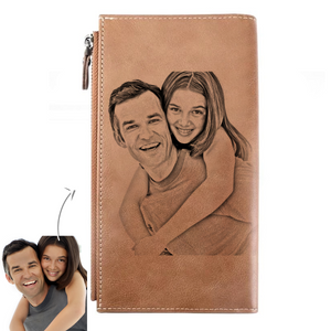 Men's Custom Long Style Bifold Photo Wallet For Father's Day Gifts