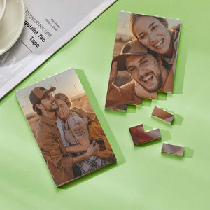Personalized Building Block Puzzle Rectangle Building Photo Brick Custom Double Sided Photo Frame - My Face Gifts