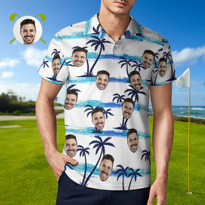Custom Face Polo Shirt Personalized Hawaiian Golf Shirts For Men