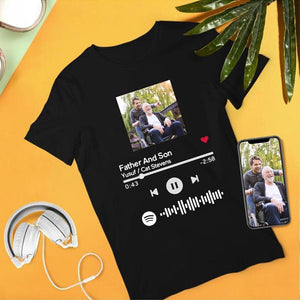 Custom Scannable Spotify Code Gifts T-shirt Photo Engraved T-shirt Unique Gift Unisex