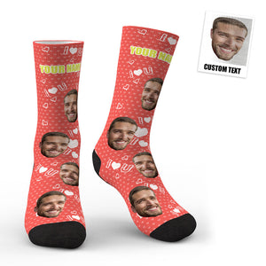 3D Preview Custom Face I Love U Socks - My Face Gifts