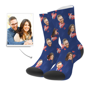 Custom Face On Socks Personalized Photo Socks Special Gifts - Heartbeat