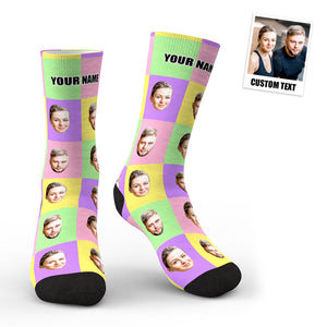 3D Preview Custom Face Socks Colorful Square Personalized Funny Socks - My Face Gifts