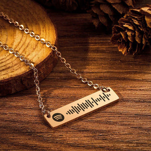 Personalized Bar Necklace Spotify Code Gifts Necklace Custom Music Spotify Scan Code Gifts Stainless Steel Necklace Gift Rose Gold