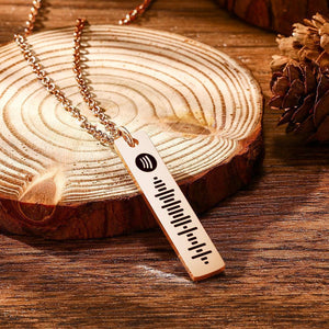 Personalized Bar Necklace Spotify Code Gifts Necklace Custom Music Spotify Scan Code Gifts Stainless Steel Necklace Rose Gold