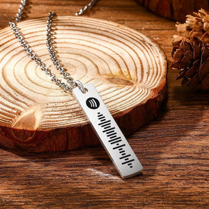 Personalized Bar Necklace Spotify Code Gifts Necklace Custom Music Spotify Scan Code Gifts Stainless Steel Necklace