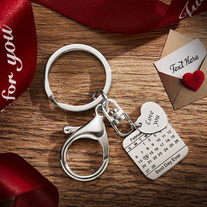Custom Valentine's Gifts Engraved Calendar Keychain Save The Date Keychain Wedding Date Pendant