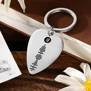 Scannable Custom Spotify Code Gifts Guitar Pick Keychain Personalized Engraved Music Song Keyring