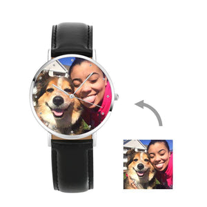 Custom Engraved Watch Color Black Leather Strap For Women's Gift - 36mm