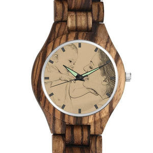 Custom Engraved Wooden Photo Watch Wooden Strap For Men's Gift - 45mm