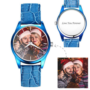 Custom Engraved With Red Or Blue Leather Strap For Men's Gift - 43mm