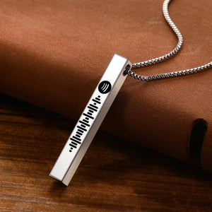 Spotify Code Gifts Music Necklace Custom 3D Engraved Vertical Bar Necklace Stainless Steel