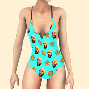 Custom Face V-Neck Swimsuit Online Design Your Face Gifts