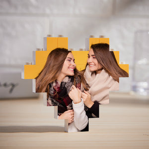 Custom Building Block Puzzle Personalized Photo Brick Heart Shape Single Sided Photo - My Face Gifts