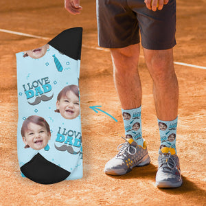 Custom Face On Socks Personalized Photo Socks Gifts For Dad -  I Love Dad (papa)