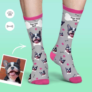 Custom Face On Socks Personalized Colorful Candy Dog Socks For Pet Lover - Grey