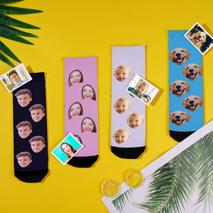 Custom Face On Short Socks Personalized Photo Socks Unique Gifts - Colorful