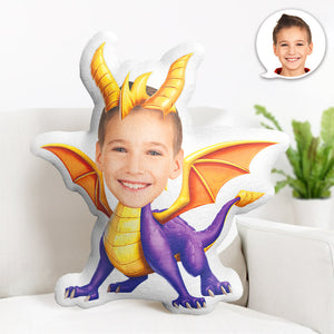 Custom Face Pillow Personalized Photo Pillow Purple Dinosaur MiniMe Pillow Gifts for Kids - My Face Gifts