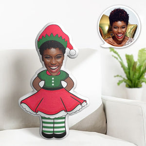 Custom Face Pillow Personalized Photo Pillow Red and Green Christmas Dress MiniMe Pillow Gifts for Christmas - My Face Gifts