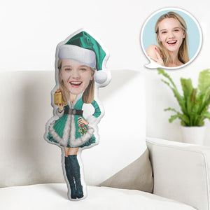 Custom Face Pillow Personalized Photo Pillow Christmas Green Dress MiniMe Pillow Gifts for Christmas - My Face Gifts