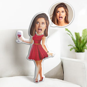Custom Face Pillow Personalized Photo Pillow Wine Evening Dress MiniMe Pillow Gifts for Her - My Face Gifts