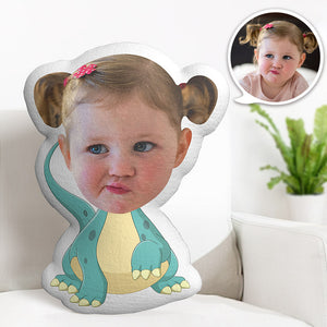 Custom Face Pillow Personalized Photo Pillow Blue Dinosaur MiniMe Pillow Gifts for Kids - My Face Gifts