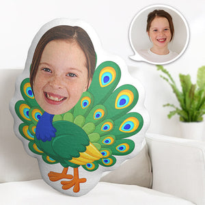 Custom Face Pillow Personalized Photo Pillow Peacock MiniMe Pillow Gifts for Kids - My Face Gifts