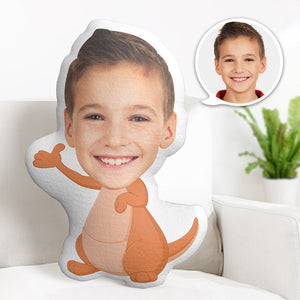 Custom Face Pillow Personalized Photo Pillow Hello Orange Dinosaur MiniMe Pillow Gifts for Kids - My Face Gifts