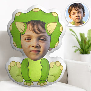 Custom Face Pillow Personalized Photo Pillow Two Horned Dinosaur MiniMe Pillow Gifts for Kids - My Face Gifts