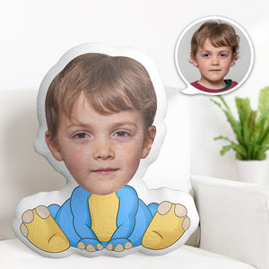 Custom Face Pillow Personalized Photo Pillow Blue and Yellow Dinosaur MiniMe Pillow Gifts for Kids - My Face Gifts