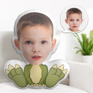 Custom Face Pillow Personalized Photo Pillow Sitting Green Dragon MiniMe Pillow Gifts for Kids - My Face Gifts
